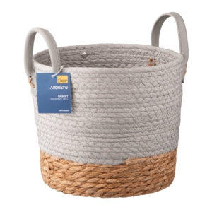 Basket ARDESTO Minimalism 23x23x19cm, paper twine, cottail grass, grey