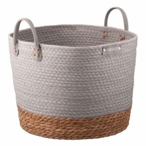 Basket ARDESTO Minimalism 35x35x27cm, paper twine, cottail grass, grey