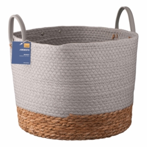 Basket ARDESTO Minimalism 35x35x27cm, paper twine, cottail grass, grey