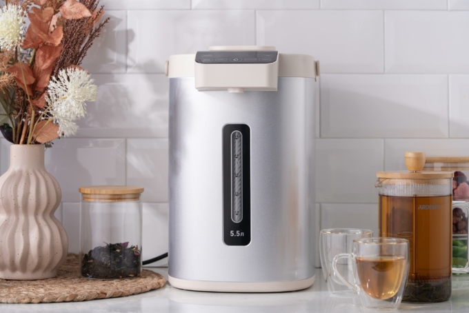 Thermopot Ardesto 5.5l, stainless steel+plastic, gray-white