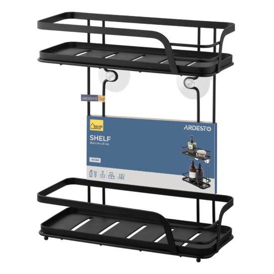 Shelf ARDESTO Vigor 2-tier 26.5x14x31cm, metal, polypropylene, black