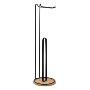 Toilet paper holder ARDESTO Minimalism 16.5×16.5x55cm, metal, bamboo, black