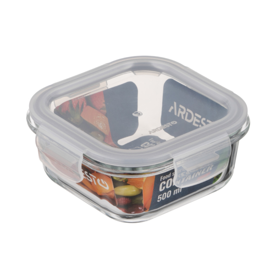 Ardesto Food storage container Gemini 0.5l, borosilicate glass, plastic, square, transparent