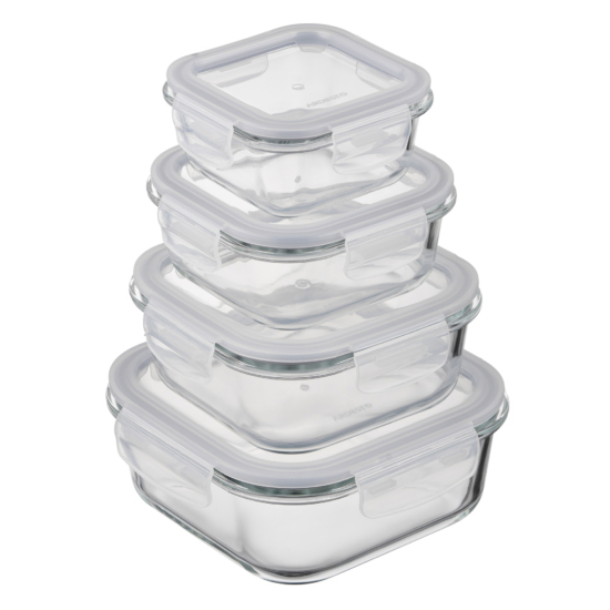 Ardesto Food storage container Gemini 0.5l, borosilicate glass, plastic, square, transparent
