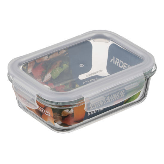 Ardesto Food storage container Gemini 0.66l, borosilicate glass, plastic, rectangular, transparent