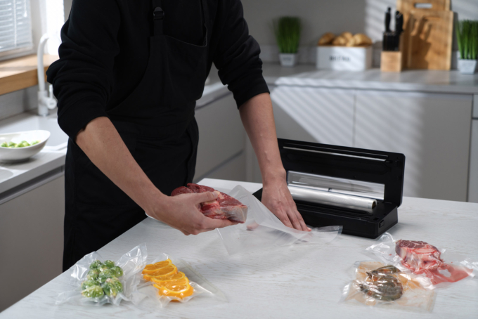 Вакууматор Ardesto для пакетов та рулонов, 110Вт, 28см, электронное, + 1 рулон, пластик+нерж., серебристый