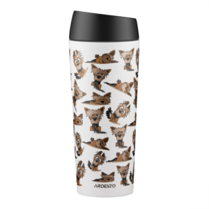 ARDESTO Travel mug Coffee Time Yorkie 450ml, stainless steel, beige