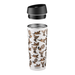 ARDESTO Travel mug Coffee Time Yorkie 450ml, stainless steel, beige