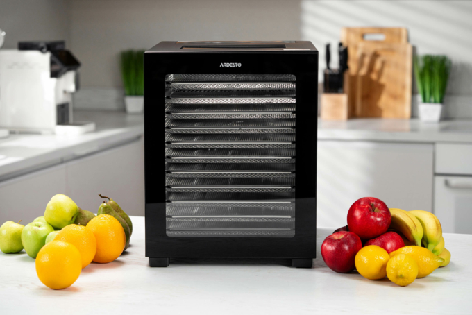 Dryer for products Ardesto FDB-1242, 850W, pallets -12x3cm, max-70°С, timer, electronic control, stainless steel, black