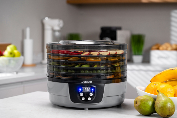 Dryer for products Ardesto FDB-532TTC, 250W, pallets -5x3cm, diameter-32cm, max-70°С, timer, electronic control, plastic, white