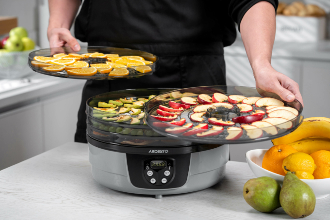 Dryer for products Ardesto FDB-532TTC, 250W, pallets -5x3cm, diameter-32cm, max-70°С, timer, electronic control, plastic, white