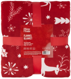 Плед Ardesto Christmas Flannel 160х200см, 100% полиэстер, олени, красный