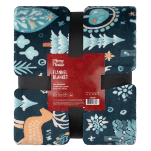 Плед Ardesto Christmas Flannel 160х200см, 100% поліестер, олені, зелений