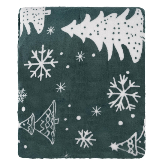 Flannel blanket ARDESTO Christmas 160x200cm, 100% polyester, fir trees