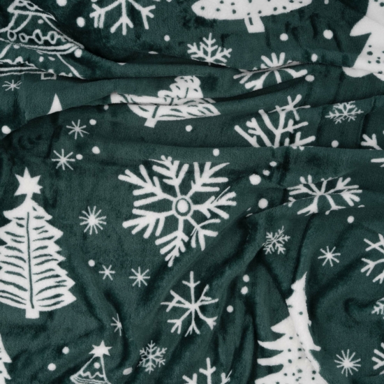 Flannel blanket ARDESTO Christmas 160x200cm, 100% polyester, fir trees