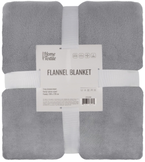 Плед ARDESTO Flannel 200х220см, 100% полиэстер, серый светлый