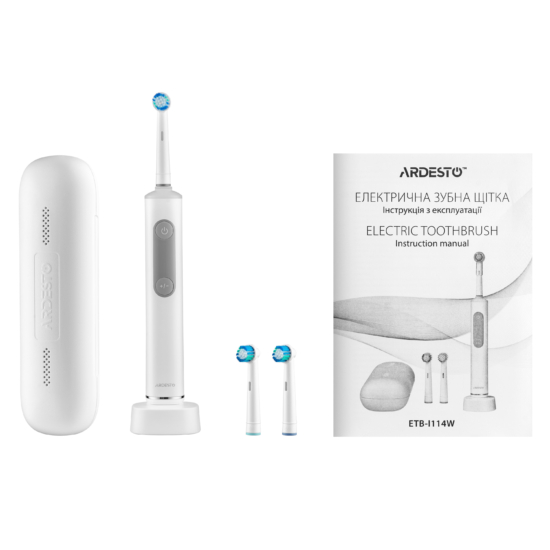 Ardesto toothbrush electric ETB-I114W, 10th. fluct/min, nozzle-3, IPX7, white