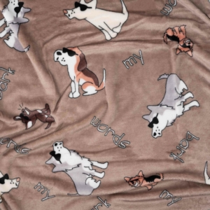 Flannel blanket ARDESTO 160x200cm, 100% polyester, dogs with sunglasses