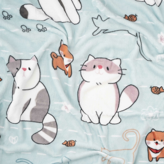 Flannel blanket ARDESTO 160x200cm, 100% polyester, cute cats