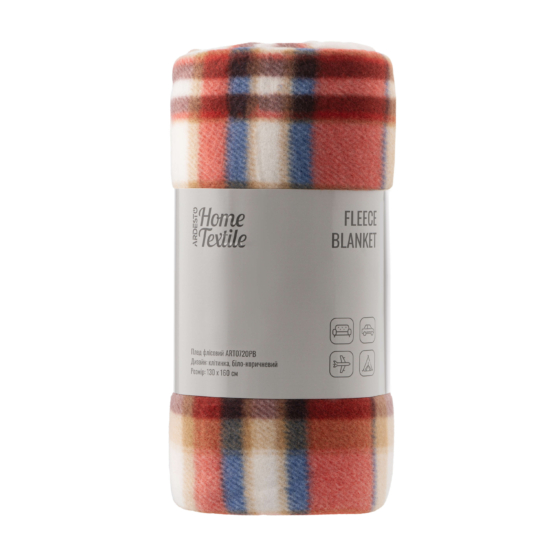 Fleece blanket ARDESTO 130x160cm, 100% polyester, white and brown tartan