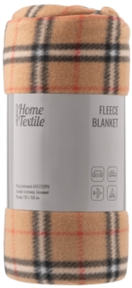 Плед ARDESTO Fleece 130×160см, 100% полиэстер, клетка, бежевый