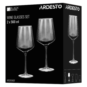 Wine glasses set ARDESTO Black Mars Alcor 560ml, 2pcs, glass, grey