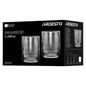 Ardesto Low glasses set Black Mars Alcor 400ml, 2pcs, glass, grey