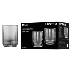 Ardesto Low glasses set Black Mars Alcor 400ml, 2pcs, glass, grey