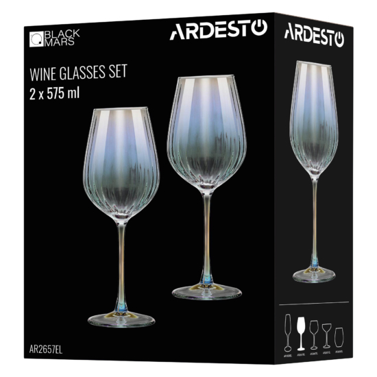Набір келихів для вина ARDESTO Black Mars Zenith 575мл, 2шт, скло, прозорий