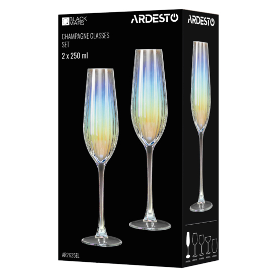 Набор бокалов для шампанского ARDESTO Black Mars Zenith 250мл, 2шт, стекло, прозрачный