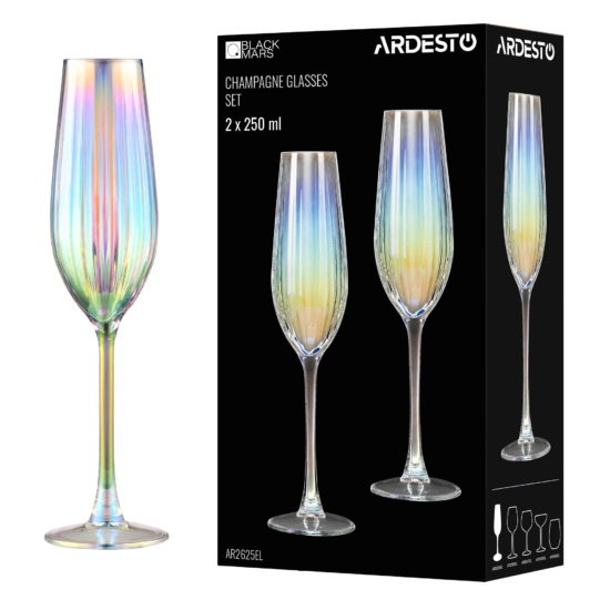 Набор бокалов для шампанского ARDESTO Black Mars Zenith 250мл, 2шт, стекло, прозрачный