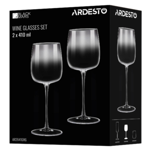 Wine glasses set ARDESTO Black Mars Mira 410ml, 2pcs, glass, grey