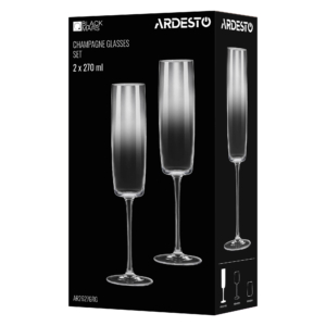 Champagne glasses set ARDESTO Black Mars Mira 270ml, 2pcs, glass, grey