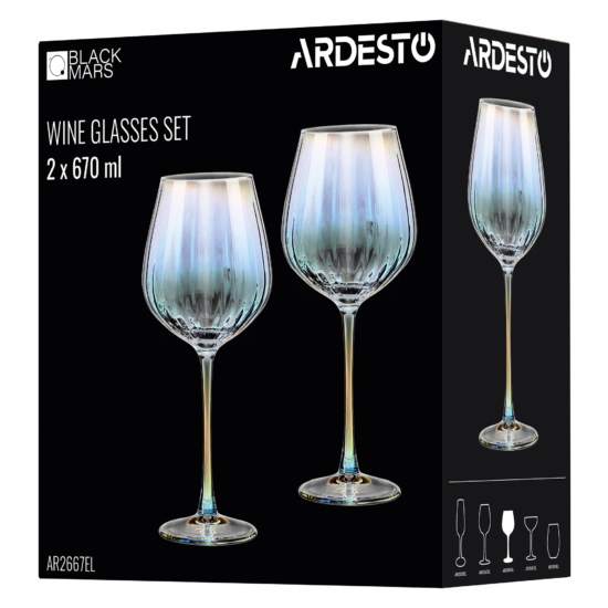 Набор бокалов для вина ARDESTO Black Mars Zenith 670мл, 2шт, стекло, прозрачный
