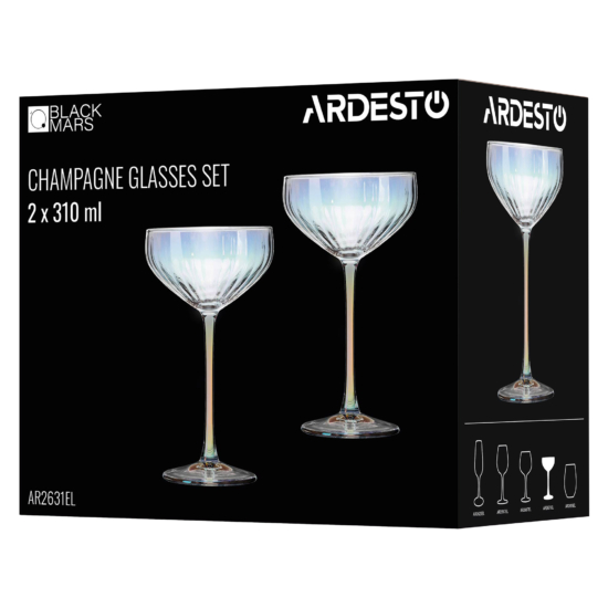 Набор бокалов для шампанского ARDESTO Black Mars Zenith 310мл, 2шт, стекло, прозрачный