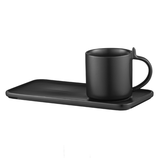 Ardesto Set cup and saucer, 250ml, new bone china, black