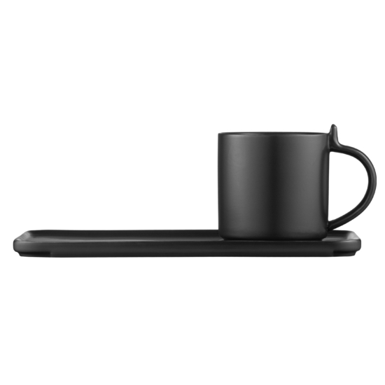 Ardesto Set cup and saucer, 250ml, new bone china, black