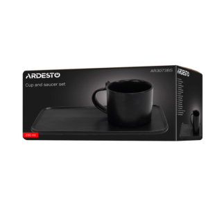 Ardesto Set cup and saucer, 250ml, new bone china, black