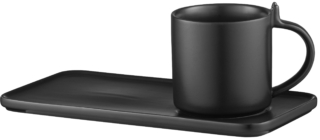 Ardesto Set cup and saucer, 250ml, new bone china, black