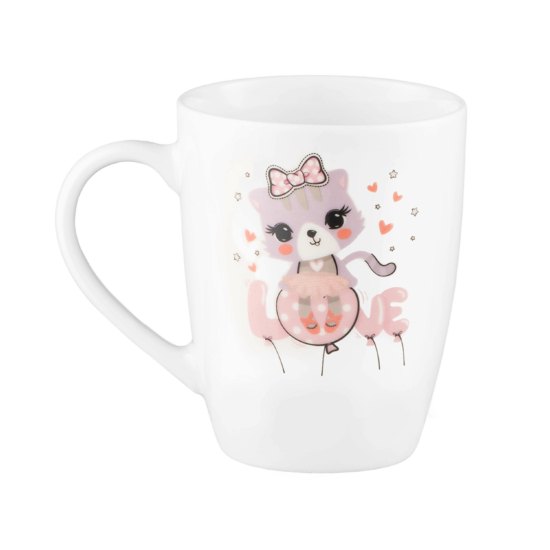 Ardesto Mug with spoon Love, 320ml, new bone china, stainless steel, white