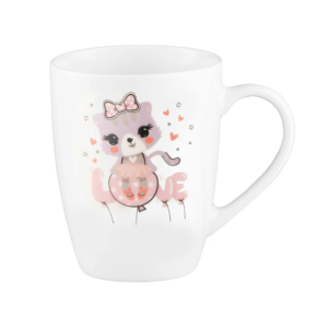 Ardesto Mug with spoon Love, 320ml, new bone china, stainless steel, white