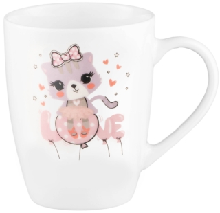 Ardesto Mug with spoon Love, 320ml, new bone china, stainless steel, white