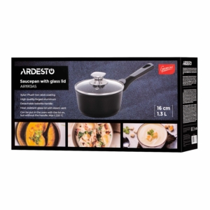 Saucepan with glass lid ARDESTO Gemini Bari, 1.3l, aluminum, black