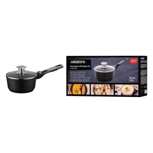 Saucepan with glass lid ARDESTO Gemini Bari, 1.3l, aluminum, black