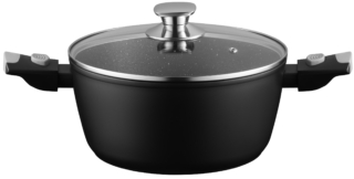 Кастрюля со стеклянной крышкой ARDESTO Gemini Bari, 3.9л, алюминий, черный