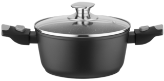 Ardesto Casserole with glass lid Gemini Bari, 2.5l, aluminum, black