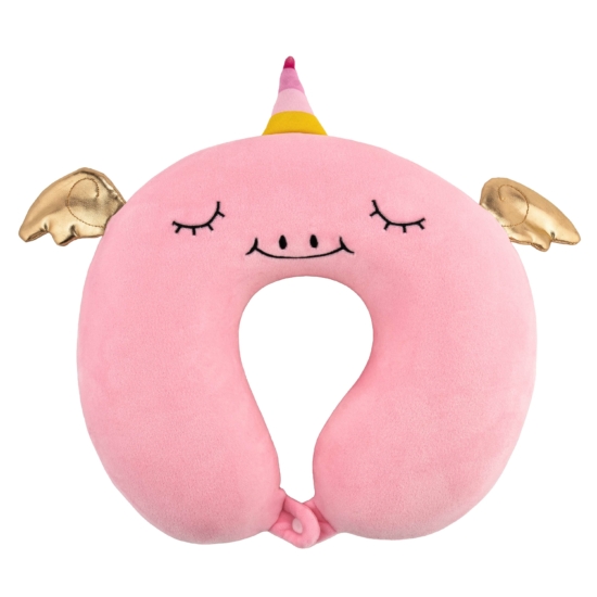Подушка для шиї ARDESTO Travel Unicorn 30х30см, поліуретанова піна, рожевий