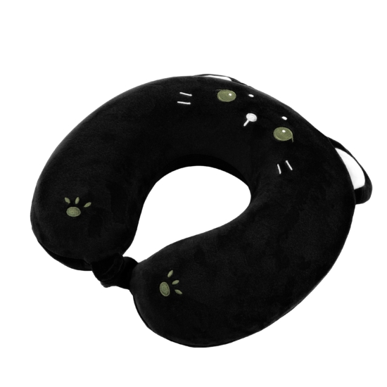 Neck pillow ARDESTO Travel Black Cat 30х30cm, polyurethane foam, black