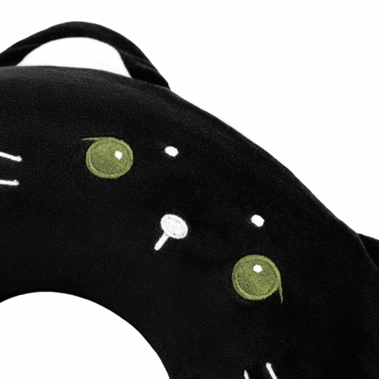 Neck pillow ARDESTO Travel Black Cat 30х30cm, polyurethane foam, black
