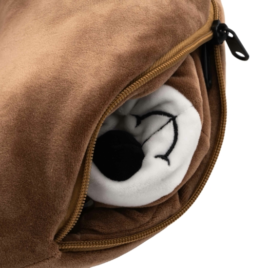 Zip & Flip Neck pillow ARDESTO Travel Сute Dog 30х30cm, polystyrene beads, brown